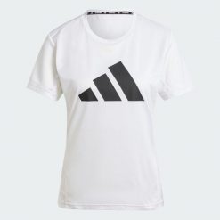 Koszulka Run It. Białe bluzki sportowe damskie Adidas, m, z materiału, bez kołnierzyka, bez ramiączek. Za 176.99 zł.
