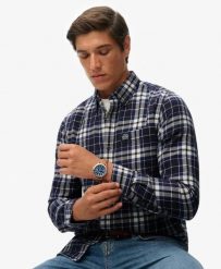 Superdry Koszula Lumberjack z długim rękawem z bawełny organicznej – Hampton. Niebieskie koszule damskie Superdry., l, z aplikacjami, z bawełny, klasyczne, bez kołnierzyka, bez ramiączek. Za 387.25 zł.