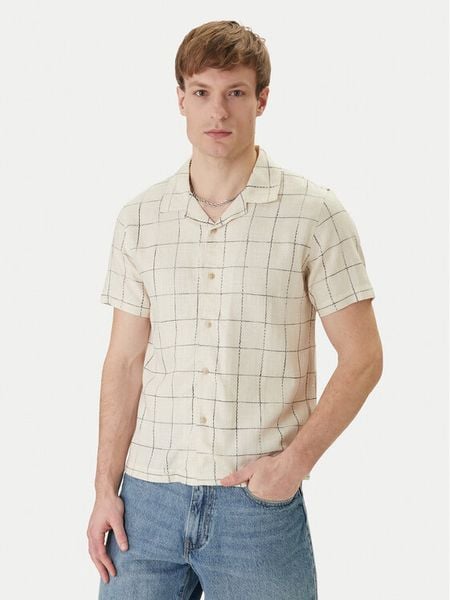 Guess Koszula M6GH46 W1754 Beżowy Regular Fit. Brązowe koszule męskie Guess, l, z aplikacjami, z wiskozy, bez kołnierzyka, bez ramiączek. Za 429.99 zł.