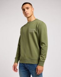 LEE WOBBLY SWS MĘSKA BLUZA BEZ KAPTURA LOGO OLIVE 112351278 L81M045022. Zielone bluzy bez kaptura męskie Lee, l. Za 129.99 zł.