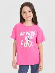 4F T-shirt regular z nadrukiem dziewczęcy - różowy 152 (11-12 lat). Czerwone koszulki dziewczęce 4f, uniwersalny, bez wzorów, z bawełny, bez ramiączek. W wyprzedaży za 19.99 zł.