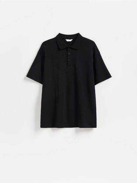 Koszulka polo boxy - czarny. Czarne koszulki polo męskie Reserved, l, bez wzorów, z dzianiny, bez ramiączek. Za 119.99 zł.