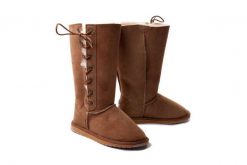 EMU AUSTRALIA Platinum Hi Lace WP11872 chestnut, kozaki damskie. Brązowe kozaki damskie Emu Australia, ze skóry, bez obcasa. Za 999.90 zł.