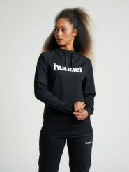 Bluza sportowa z kapturem damska Hummel Go Cotton Logo Hoodie Woman. Czarne bluzy sportowe damskie HUMMEL, s, bez wzorów, z bawełny, bez ramiączek, długie, z kapturem. Za 211.45 zł.