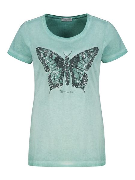 Fresh Made Koszulka w kolorze turkusowym rozmiar: M. Niebieskie bluzki damskie Fresh Made, m, bez wzorów, z bawełny, bez kołnierzyka, bez ramiączek. Za 65.38 zł.