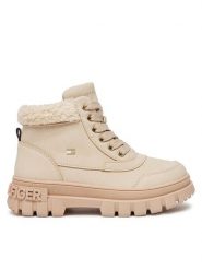Tommy Hilfiger Trapery Lace-Up Bootie T1A5-33597-1628 S Beżowy. Brązowe kozaki dziewczęce Tommy Hilfiger, ze skóry. Za 419.99 zł.
