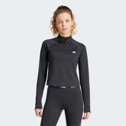 Bluza Train Essentials Minimal Branding 1/4-Zip. Czarne bluzy bez kaptura damskie Adidas, s, z dzianiny. Za 206.45 zł.