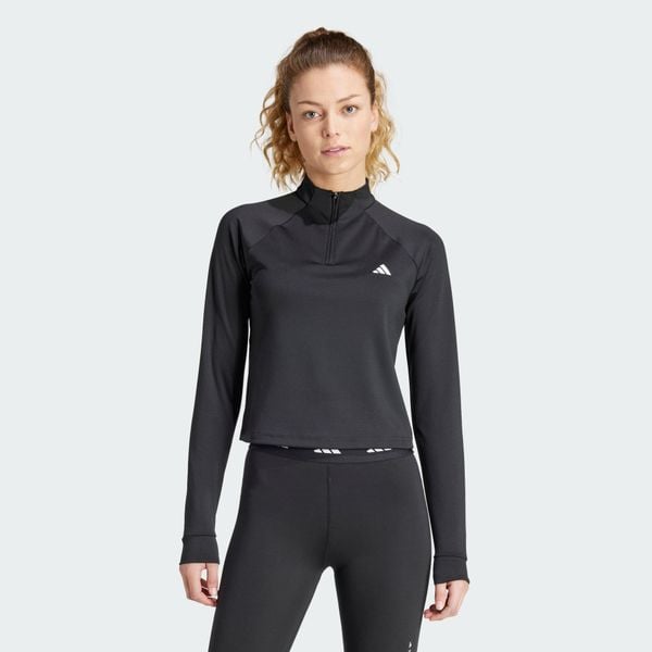 Bluza Train Essentials Minimal Branding 1/4-Zip. Czarne bluzy bez kaptura damskie Adidas, s, z dzianiny. Za 215.90 zł.