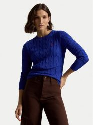 Polo Ralph Lauren Sweter 211971869012 Niebieski Slim Fit. Niebieskie swetry klasyczne damskie Polo Ralph Lauren, xs, z bawełny, bez kołnierzyka. Za 949.99 zł.
