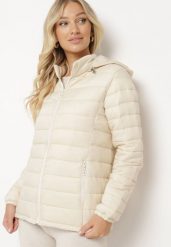Różowa Pikowana Kurtka Przejściowa z Odpinanym Kapturem i Zasuwanymi Kieszeniami Nevariana. Czerwone kurtki damskie Born2be, l, bez wzorów, z jeansu. Za 159.99 zł.