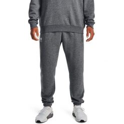 Męskie dresy Under Armour Essential Fleece Jogger Szaro-Szary. Szare spodnie dresowe męskie Under Armour, bez wzorów, z bawełny. Za 334.99 zł.