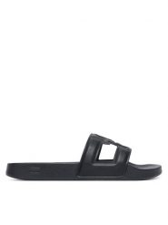 Tommy Hilfiger Klapki Monogram Pool Slide FW0FW09424 Czarny. Czarne klapki damskie Tommy Hilfiger, bez wzorów, ze skóry, bez obcasa. Za 189.99 zł.