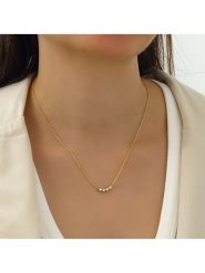 Miu Silver Pozłacany naszyjnik z cyrkoniami - dł. 42 cm rozmiar: onesize. Szare naszyjniki damskie Miu Silver, pozłacane. Za 69.99 zł.