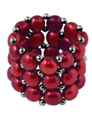 Pearline Pierścionek perłowy w kolorze czerwonym rozmiar: onesize. Czerwone pierścionki damskie Pearline, z perłą. Za 130.99 zł.