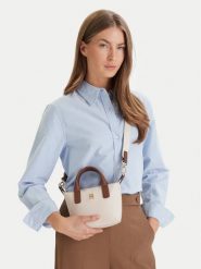 Tommy Hilfiger Torebka Popette Micro Tote AW0AW18368 Écru. Torebki klasyczne damskie Tommy Hilfiger, bez wzorów, z materiału, bez dodatków. Za 329.99 zł.