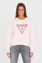 GUESS Różowa bluza Original Fleece. Czerwone bluzy bez kaptura damskie Guess, s. W wyprzedaży za 256.99 zł.