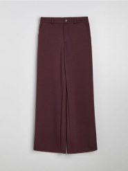 Eleganckie spodnie wide leg z domieszką wiskozy - czerwony. Czerwone spodnie materiałowe damskie Sinsay, bez wzorów, z wiskozy, eleganckie. Za 59.99 zł.
