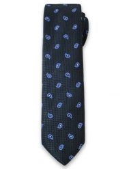 Elegancki Krawat Męski w Niebieski Wzór Paisley -6cm- Alties, Ciemny Niebieski. Niebieskie krawaty i muchy męskie Alties, bez wzorów, z tkaniny, eleganckie. Za 49.00 zł.