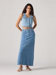 Levi's Spódnica dżinsowa w kolorze niebieskim rozmiar: W28. Niebieskie spódniczki damskie Levi's, s, z aplikacjami, klasyczne, z podwyższonym stanem, maxi. Za 174.43 zł.