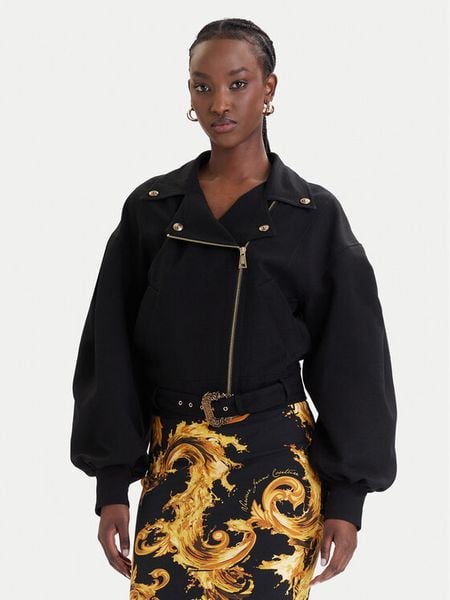 Versace Jeans Couture Kurtka przejściowa 80HAS410 N0432 Czarny Loose Fit. Czarne kurtki damskie Versace Jeans Couture, bez wzorów, z jeansu, bez kaptura. Za 1,359.99 zł.