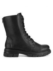 Rieker Trzewiki Z9107-00 Czarny. Czarne botki damskie Rieker, ze skóry, bez obcasa, na płaskiej podeszwie, bez zapięcia. Za 309.99 zł.