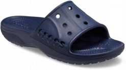 Klapki Dla Dorosłych Crocs Baya II Slide. Niebieskie klapki damskie Crocs, bez wzorów, z materiału, bez obcasa. Za 99.99 zł.