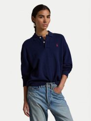 Polo Ralph Lauren Bluza 211947966007 Granatowy Relaxed Fit. Niebieskie bluzy bez kaptura damskie Polo Ralph Lauren, l, z bawełny. Za 859.99 zł.