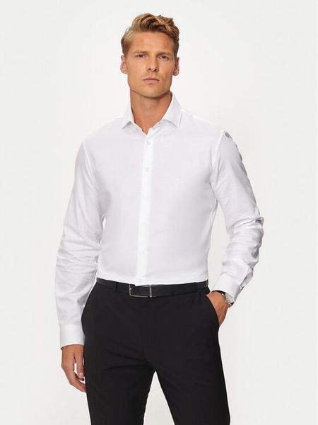 Calvin Klein Koszula K10K113546 Biały Regular Fit. Białe koszule męskie CALVIN KLEIN, m, bez wzorów, z bawełny, bez kołnierzyka, bez ramiączek. Za 229.99 zł.