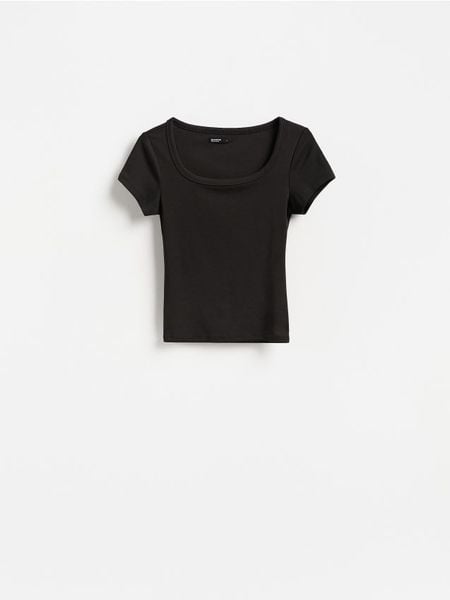 T-shirt slim fit z modalem - ciemnobrązowy. Brązowe t-shirty damskie Reserved, l, bez wzorów, z dzianiny, bez kołnierzyka. Za 39.99 zł.