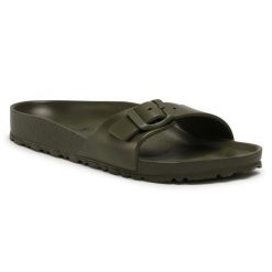 Klapki Birkenstock. Zielone klapki damskie Birkenstock, bez wzorów, bez obcasa. Za 169.99 zł.
