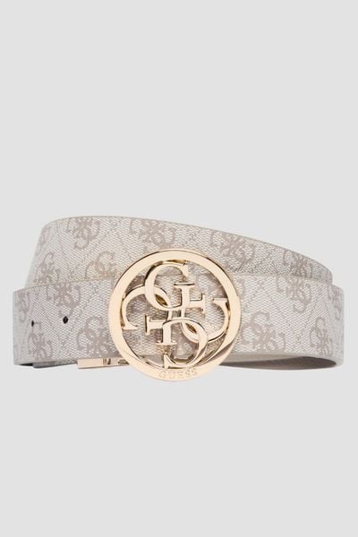 GUESS Kremowy dwustronny damski pasek w monogram Noelle REV H35, Rozmiar XS. Brązowe paski damskie Guess, z aplikacjami, eleganckie. W wyprzedaży za 189.99 zł.