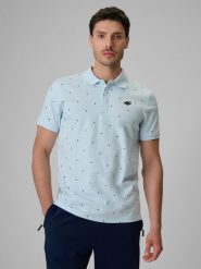 4F Koszulka polo regular męska - niebieska M. Niebieskie koszulki polo męskie 4f, m, bez wzorów, z bawełny, bez ramiączek. Za 99.99 zł.
