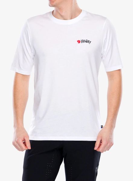 Koszulka rowerowa męska Fjallraven Hoja T-shirt. Białe t-shirty męskie Fjällräven, na lato, l, z bawełny, bez ramiączek, rowerowe. Za 197.99 zł.