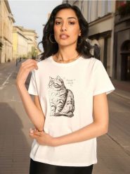 Koszulka - biały. Białe t-shirty damskie Sinsay, l, bez wzorów, z bawełny, bez kołnierzyka. W wyprzedaży za 4.99 zł.