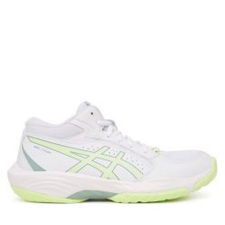 Buty halowe Asics. Białe buty sportowe na co dzień damskie Asics, bez wzorów. Za 409.99 zł.