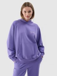 4F Bluza dresowa nierozpinana z kapturem damska - fioletowa XXL. Fioletowe bluzy z kapturem damskie 4f, xs, z bawełny. W wyprzedaży za 79.99 zł.