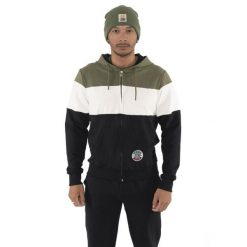 Bluza wygodna z bawełna z kaptur na co dzień. Zielone bluzy sportowe męskie LEONE 1947 APPAREL, bez wzorów, z bawełny, sportowe, bez kołnierzyka, bez ramiączek. W wyprzedaży za 191.56 zł.