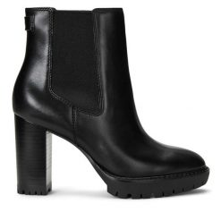 Botki LAUREN RALPH LAUREN. Czarne botki damskie Lauren Ralph Lauren, bez obcasa, na słupku, bez zapięcia. Za 759.99 zł.