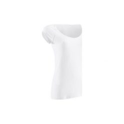 Koszulka krótki rękaw slim Gym & Pilates 500 damska. Białe bluzki sportowe damskie DOMYOS, xl, bez wzorów, z bawełny, bez kołnierzyka. Za 19.99 zł.