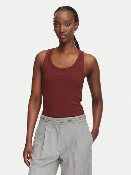 HUGO Top Datamia 50514489 Czarny Slim Fit. Czarne topy damskie Hugo, xs, bez wzorów, z bawełny, bez kołnierzyka. Za 214.99 zł.