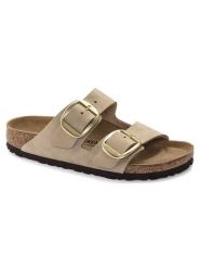 Birkenstock Skórzane klapki "Arizona" w kolorze beżowym rozmiar: 39. Brązowe klapki damskie Birkenstock, bez wzorów, bez obcasa. Za 509.89 zł.