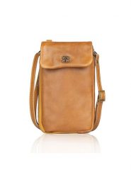 Bellicci Skórzana torebka "Cherie" w kolorze musztardowym na telefon - 11 x 19 x 3 cm rozmiar: onesize. Brązowe torebki klasyczne damskie Bellicci, bez wzorów, z materiału, bez dodatków. Za 113.99 zł.