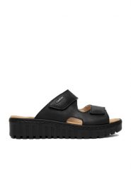 Rieker Klapki CEO-V1392-00 Czarny. Czarne klapki damskie Rieker, bez wzorów, z materiału, bez obcasa. Za 299.99 zł.
