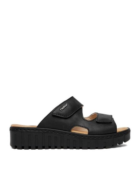 Rieker Klapki CEO-V1392-00 Czarny. Czarne klapki damskie Rieker, bez wzorów, z materiału, bez obcasa. Za 299.99 zł.