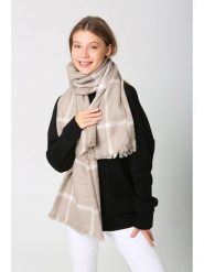 Lucky Bees Szal w kolorze beżowym - 180 x 70 cm rozmiar: onesize. Brązowe szaliki i kominy damskie Lucky Bees, bez wzorów, z materiału. Za 95.69 zł.