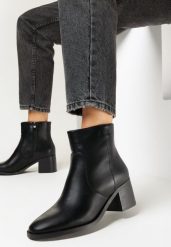 Czarne Botki na Niskim Słupku Alwecca. Czarne botki damskie Born2be, bez obcasa, na obcasie, bez zapięcia. Za 99.99 zł.