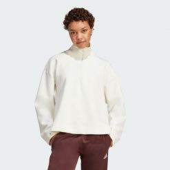 Bluza Soft Lux Quarter-Zip. Białe bluzy bez kaptura damskie Adidas, xl. Za 299.00 zł.