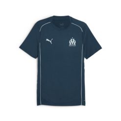 Męska koszulka Casuals Olympique Marsylia PUMA Ocean Tropic Turquoise Surf Blue. Niebieskie t-shirty sportowe męskie Puma, m, bez ramiączek, do piłki nożnej. W wyprzedaży za 200.00 zł.