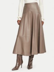 BOSS Spódnica skórzana Sesola 50568642 Brązowy Regular Fit. Brązowe spódniczki damskie Boss, bez wzorów, ze skóry. Za 2,544.00 zł.