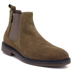 Skórzane sztyblety męskie nieocieplane khaki Big Star UU174277. Brązowe sztyblety męskie Big Star, ze skóry, bez zapięcia. Za 269.99 zł.